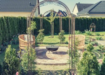 Garden arches in a beautiful garden
